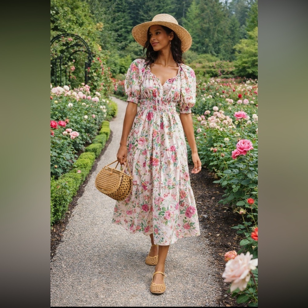 Anthropologie NWT The Somerset Maxi Dress: Puff- Sleeve Edition size XXS